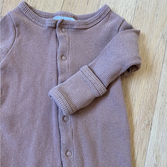 Mebie Baby Cotton Snap Footed Onesie- Camel, 3-6m - Picture 3 of 7